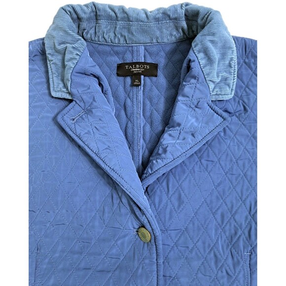 Talbots Blue Quilted Vest Size XL Petites Jacket Button - Picture 2 of 8
